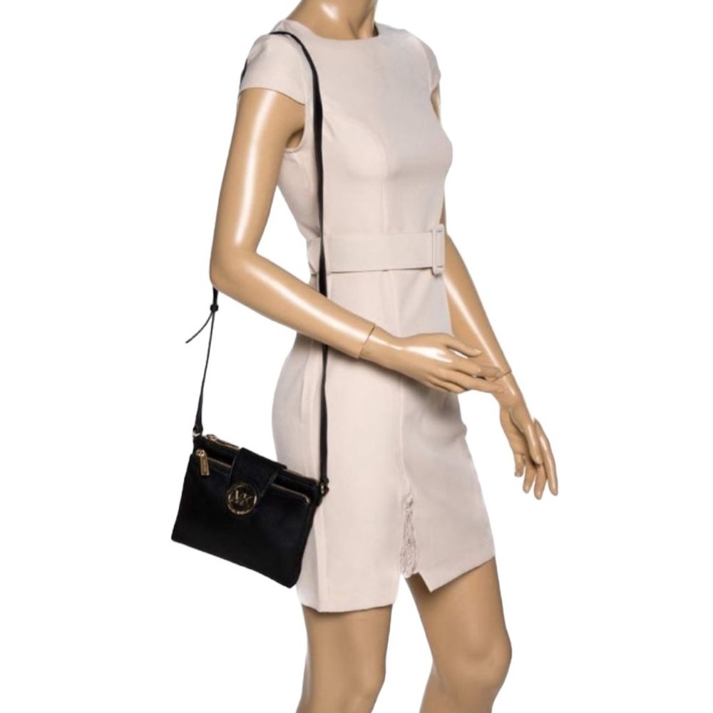 Michael Kors, MK Fulton, Black Pebbled Leather Crossbody Bag - Picture 2 of 16